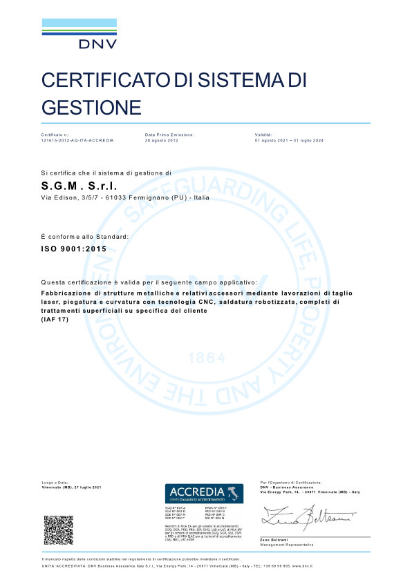 Certificato iso 9001